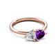 3 - Francesca 1.53 ctw Heart Shape (6.00 mm) GIA Certified Natural Diamond & Amethyst Toi Et Moi Engagement Ring 