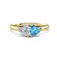 1 - Francesca 1.85 ctw Heart Shape (6.00 mm) GIA Certified Natural Diamond & Blue Topaz Toi Et Moi Engagement Ring 