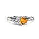 1 - Francesca 1.53 ctw Heart Shape (6.00 mm) GIA Certified Natural Diamond & Citrine Toi Et Moi Engagement Ring 