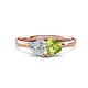 1 - Francesca 1.80 ctw Heart Shape (6.00 mm) GIA Certified Natural Diamond & Peridot Toi Et Moi Engagement Ring 