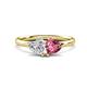 1 - Francesca 1.65 ctw Heart Shape (6.00 mm) GIA Certified Natural Diamond & Pink Tourmaline Toi Et Moi Engagement Ring 