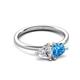 3 - Francesca 1.85 ctw Heart Shape (6.00 mm) IGI Certified Lab Grown Diamond & Blue Topaz Toi Et Moi Engagement Ring 