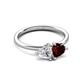 3 - Francesca 1.80 ctw Heart Shape (6.00 mm) IGI Certified Lab Grown Diamond & Red Garnet Toi Et Moi Engagement Ring 