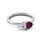 3 - Francesca 1.95 ctw Heart Shape (6.00 mm) IGI Certified Lab Grown Diamond & Rhodolite Garnet Toi Et Moi Engagement Ring 