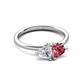 3 - Francesca 1.65 ctw Heart Shape (6.00 mm) IGI Certified Lab Grown Diamond & Pink Tourmaline Toi Et Moi Engagement Ring 