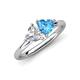 4 - Francesca 1.85 ctw Heart Shape (6.00 mm) IGI Certified Lab Grown Diamond & Blue Topaz Toi Et Moi Engagement Ring 
