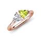 4 - Francesca 1.80 ctw Heart Shape (6.00 mm) IGI Certified Lab Grown Diamond & Peridot Toi Et Moi Engagement Ring 