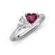 4 - Francesca 1.95 ctw Heart Shape (6.00 mm) IGI Certified Lab Grown Diamond & Rhodolite Garnet Toi Et Moi Engagement Ring 