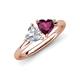 4 - Francesca 1.95 ctw Heart Shape (6.00 mm) IGI Certified Lab Grown Diamond & Rhodolite Garnet Toi Et Moi Engagement Ring 