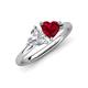 4 - Francesca 1.65 ctw Heart Shape (6.00 mm) IGI Certified Lab Grown Diamond & Lab Created Ruby Toi Et Moi Engagement Ring 
