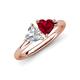 4 - Francesca 1.65 ctw Heart Shape (6.00 mm) IGI Certified Lab Grown Diamond & Lab Created Ruby Toi Et Moi Engagement Ring 