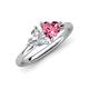 4 - Francesca 1.65 ctw Heart Shape (6.00 mm) IGI Certified Lab Grown Diamond & Pink Tourmaline Toi Et Moi Engagement Ring 