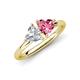 4 - Francesca 1.65 ctw Heart Shape (6.00 mm) IGI Certified Lab Grown Diamond & Pink Tourmaline Toi Et Moi Engagement Ring 