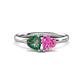 1 - Francesca 1.65 ctw Heart Shape (6.00 mm) Lab Created Alexandrite & Lab Created Pink Sapphire Toi Et Moi Engagement Ring 