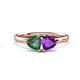 1 - Francesca 1.43 ctw Heart Shape (6.00 mm) Lab Created Alexandrite & Amethyst Toi Et Moi Engagement Ring 