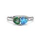 1 - Francesca 1.75 ctw Heart Shape (6.00 mm) Lab Created Alexandrite & Blue Topaz Toi Et Moi Engagement Ring 
