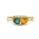 1 - Francesca 1.43 ctw Heart Shape (6.00 mm) Lab Created Alexandrite & Citrine Toi Et Moi Engagement Ring 