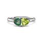 1 - Francesca 1.70 ctw Heart Shape (6.00 mm) Lab Created Alexandrite & Peridot Toi Et Moi Engagement Ring 