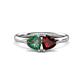 1 - Francesca 1.70 ctw Heart Shape (6.00 mm) Lab Created Alexandrite & Red Garnet Toi Et Moi Engagement Ring 