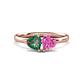 1 - Francesca 1.65 ctw Heart Shape (6.00 mm) Lab Created Alexandrite & Lab Created Pink Sapphire Toi Et Moi Engagement Ring 