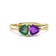 1 - Francesca 1.43 ctw Heart Shape (6.00 mm) Lab Created Alexandrite & Amethyst Toi Et Moi Engagement Ring 