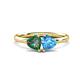 1 - Francesca 1.75 ctw Heart Shape (6.00 mm) Lab Created Alexandrite & Blue Topaz Toi Et Moi Engagement Ring 