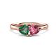 1 - Francesca 1.55 ctw Heart Shape (6.00 mm) Lab Created Alexandrite & Pink Tourmaline Toi Et Moi Engagement Ring 