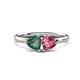 1 - Francesca 1.55 ctw Heart Shape (6.00 mm) Lab Created Alexandrite & Pink Tourmaline Toi Et Moi Engagement Ring 