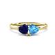 1 - Francesca 1.90 ctw Heart Shape (6.00 mm) Lab Created Blue Sapphire & Blue Topaz Toi Et Moi Engagement Ring 