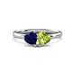 1 - Francesca 1.85 ctw Heart Shape (6.00 mm) Lab Created Blue Sapphire & Peridot Toi Et Moi Engagement Ring 