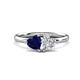 1 - Francesca 1.60 ctw Heart Shape (6.00 mm) Lab Created Blue Sapphire & Moissanite Toi Et Moi Engagement Ring 
