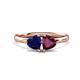 1 - Francesca 2.00 ctw Heart Shape (6.00 mm) Lab Created Blue Sapphire & Rhodolite Garnet Toi Et Moi Engagement Ring 