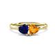 1 - Francesca 1.58 ctw Heart Shape (6.00 mm) Lab Created Blue Sapphire & Citrine Toi Et Moi Engagement Ring 