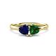 1 - Francesca 1.65 ctw Heart Shape (6.00 mm) Lab Created Blue Sapphire & Lab Created Emerald Toi Et Moi Engagement Ring 