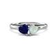 1 - Francesca 1.35 ctw Heart Shape (6.00 mm) Lab Created Blue Sapphire & Opal Toi Et Moi Engagement Ring 