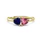 1 - Francesca 1.70 ctw Heart Shape (6.00 mm) Lab Created Blue Sapphire & Pink Tourmaline Toi Et Moi Engagement Ring 