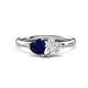 1 - Francesca 1.80 ctw Heart Shape (6.00 mm) Lab Created Blue Sapphire & Lab Created White Sapphire Toi Et Moi Engagement Ring 