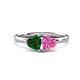 1 - Francesca 1.65 ctw Heart Shape (6.00 mm) Lab Created Emerald & Lab Created Pink Sapphire Toi Et Moi Engagement Ring 