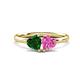 1 - Francesca 1.65 ctw Heart Shape (6.00 mm) Lab Created Emerald & Lab Created Pink Sapphire Toi Et Moi Engagement Ring 