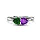 1 - Francesca 1.43 ctw Heart Shape (6.00 mm) Lab Created Emerald & Amethyst Toi Et Moi Engagement Ring 