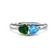 1 - Francesca 1.75 ctw Heart Shape (6.00 mm) Lab Created Emerald & Blue Topaz Toi Et Moi Engagement Ring 