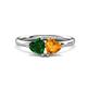 1 - Francesca 1.43 ctw Heart Shape (6.00 mm) Lab Created Emerald & Citrine Toi Et Moi Engagement Ring 