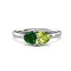 1 - Francesca 1.70 ctw Heart Shape (6.00 mm) Lab Created Emerald & Peridot Toi Et Moi Engagement Ring 