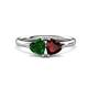 1 - Francesca 1.70 ctw Heart Shape (6.00 mm) Lab Created Emerald & Red Garnet Toi Et Moi Engagement Ring 