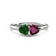 1 - Francesca 1.85 ctw Heart Shape (6.00 mm) Lab Created Emerald & Rhodolite Garnet Toi Et Moi Engagement Ring 