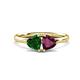 1 - Francesca 1.85 ctw Heart Shape (6.00 mm) Lab Created Emerald & Rhodolite Garnet Toi Et Moi Engagement Ring 