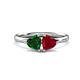 1 - Francesca 1.55 ctw Heart Shape (6.00 mm) Lab Created Emerald & Lab Created Ruby Toi Et Moi Engagement Ring 