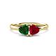 1 - Francesca 1.55 ctw Heart Shape (6.00 mm) Lab Created Emerald & Lab Created Ruby Toi Et Moi Engagement Ring 