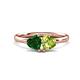 1 - Francesca 1.70 ctw Heart Shape (6.00 mm) Lab Created Emerald & Peridot Toi Et Moi Engagement Ring 