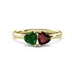 1 - Francesca 1.70 ctw Heart Shape (6.00 mm) Lab Created Emerald & Red Garnet Toi Et Moi Engagement Ring 